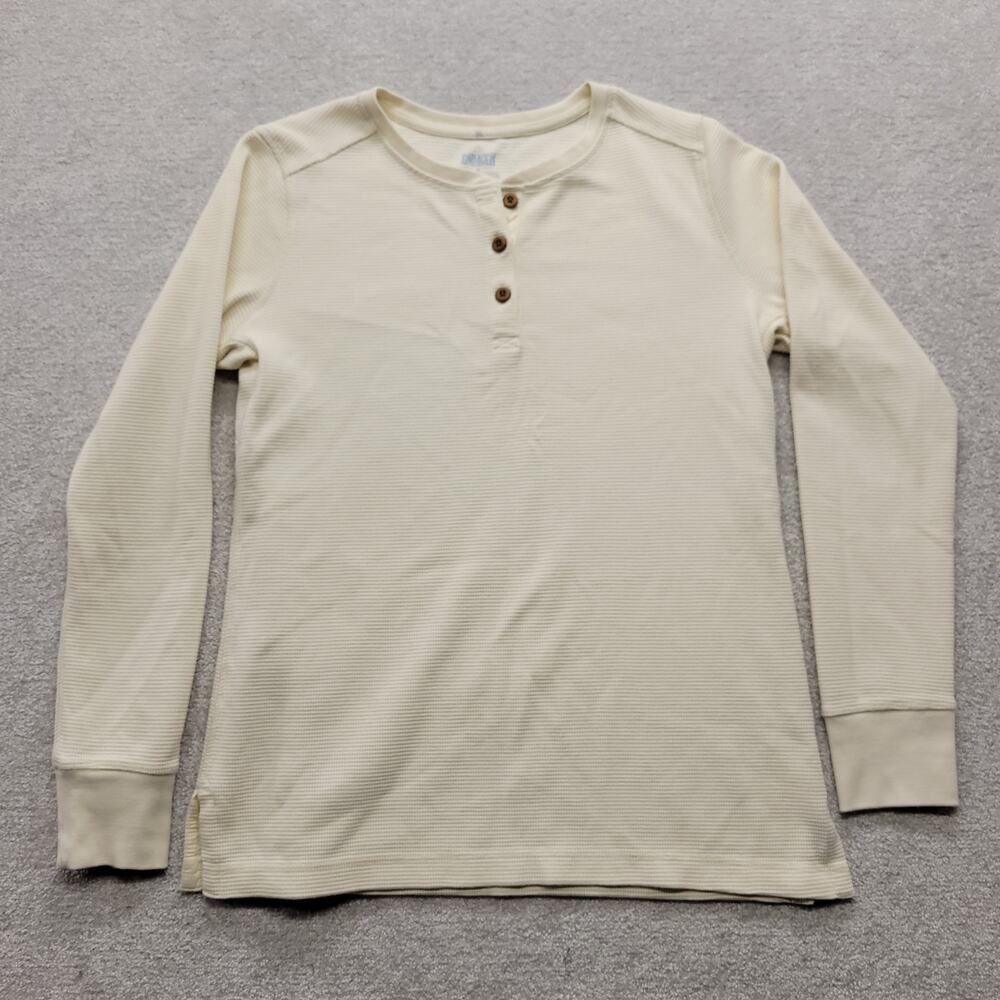 Duluth Trading Co Men’s Medium Waffle Knit Henley Shirt Long Sleeve Cream
